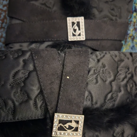 Vintage Baby Phat Black Wedge Boots with Fur Trim LIKE NEW Not a RHINESTONE GONE - Picture 8 of 8